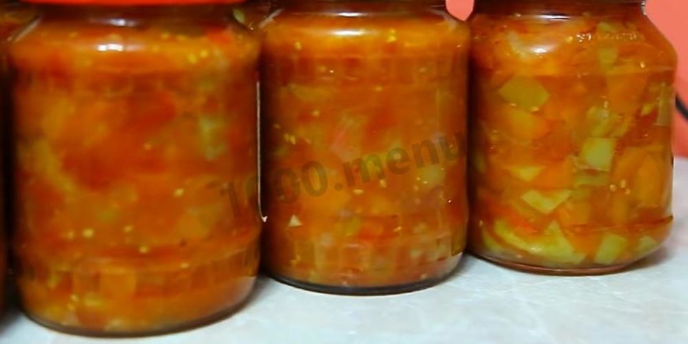 Рецепт овощного рагу из помидор, сладкого перца и лука на зиму