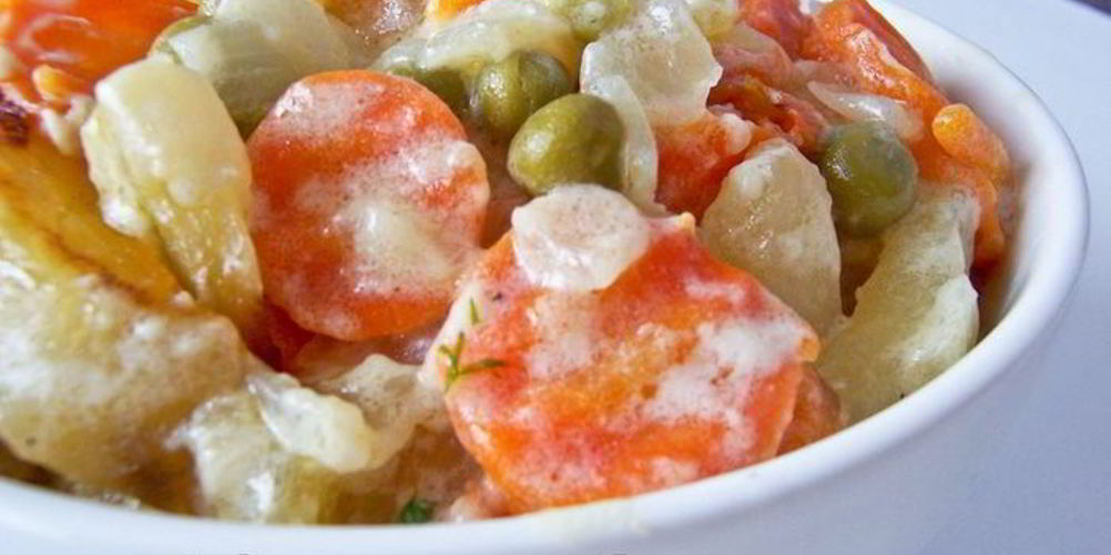 Рецепт овощного рагу под белым соусом аллеманд