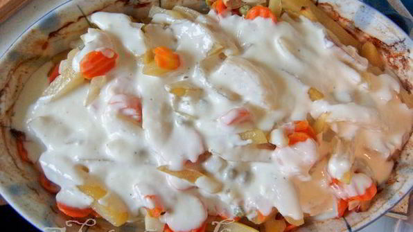 овощное рагу под белым соусом аллеманд