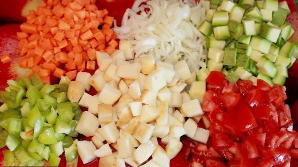 овощное рагу с тушеной курицей кабачками и картошкой