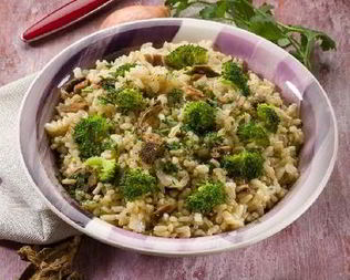 Легкое ризотто с грибами и брокколи