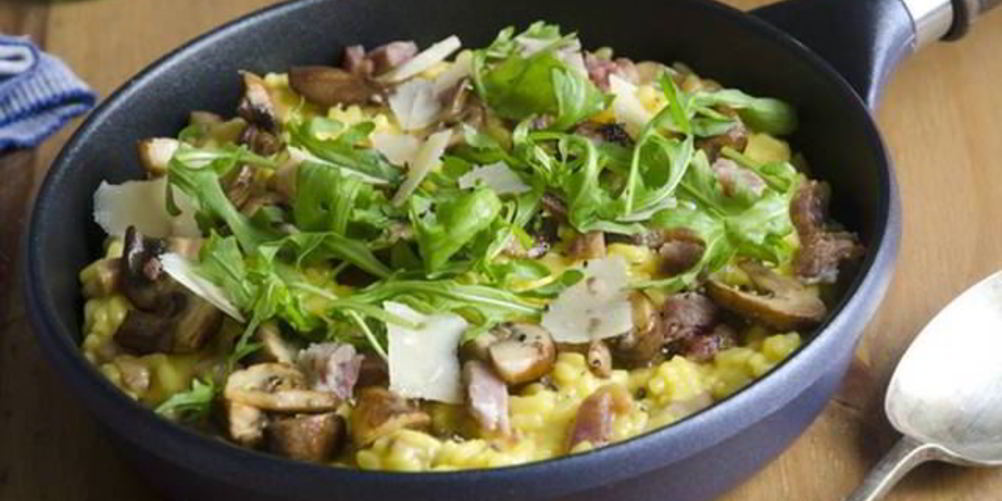 Рецепт ризотто с копченостями и грибами