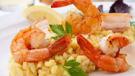 Ризотто с креветками и козьим сыром