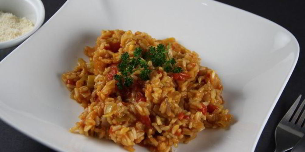 Рецепт ризотто с луком-пореем и помидорами