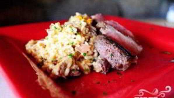 ризотто с уткой и ветчиной