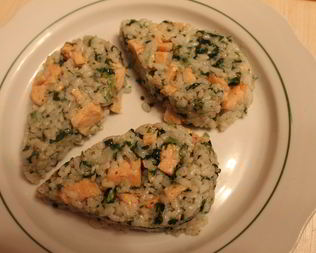 Ризотто со шпинатом и семгой