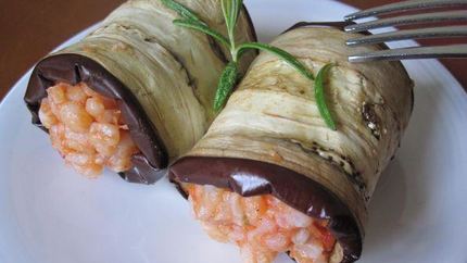 Ризотто в баклажане