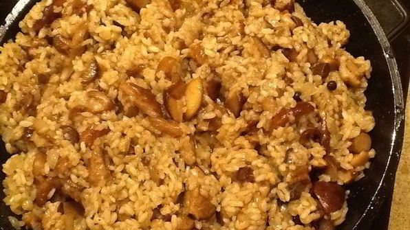 сливочное ризотто с польскими грибами и пармезаном