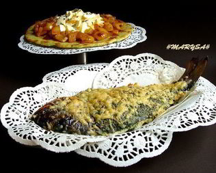 Дорада под пармезаном со сливочно-шпинатной начинкой