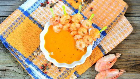 креветки с морковным соусом