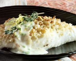 Миндальный палтус в сливочном соусе