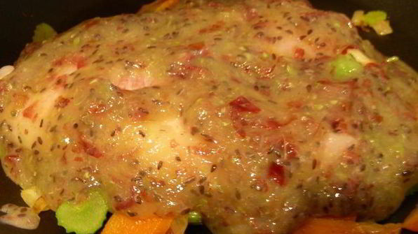 рыба с соусом из крыжовника