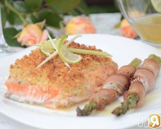 Семга со спаржей