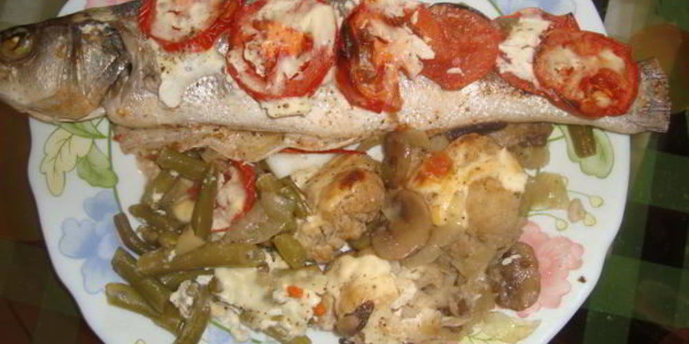 Рецепт сибаса запеченного с овощами