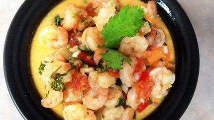 Тушеные креветки