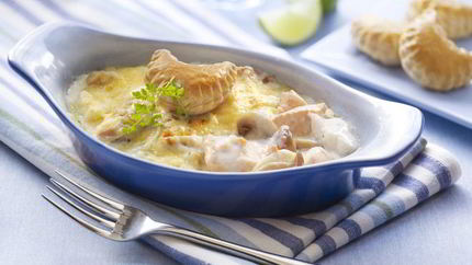 Запеченная семга с грибами