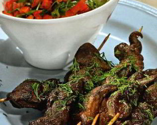 Шашлычки из говяжьей печенки