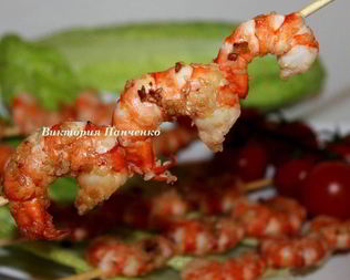 Шашлычки из креветок с кунжутом