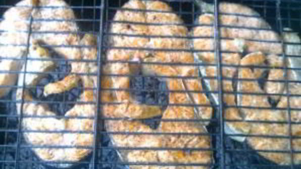 шашлык из рыбы на костре