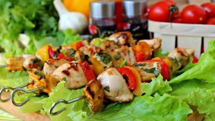 Шашлык куриный с овощами