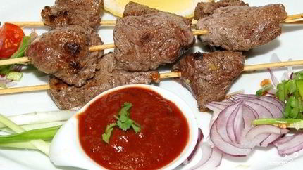 Шашлык на сковороде из говядины