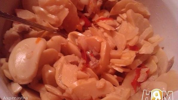 конкильони под сыром и стейк