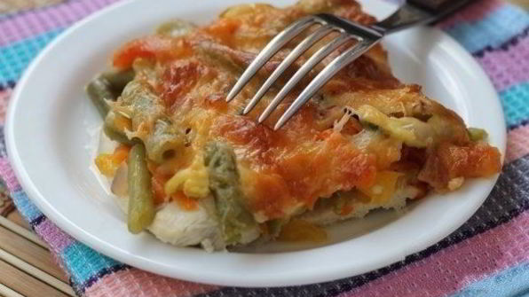 куриный стейк с овощами