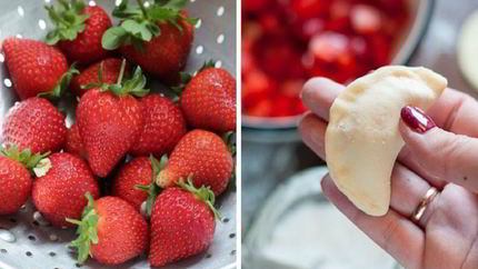 Вареники с клубникой