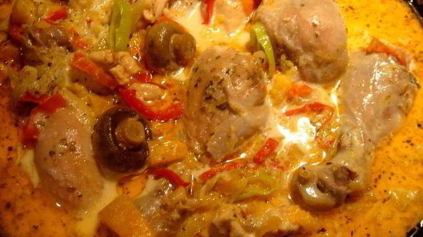жаркое из курицы в сливочном соусе