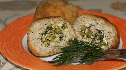 Зразы с зеленым горошком и зеленью