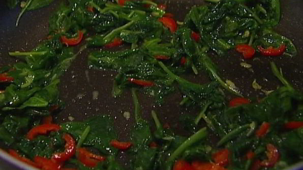 гречка с чили и шпинатом