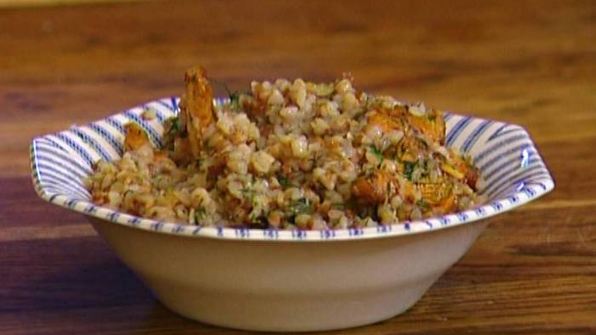 гречка с грибами, луком и укропом