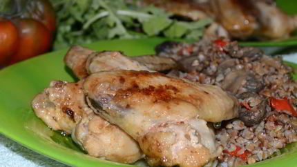 Гречка с курицей и грибами из мультиварки