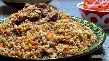 Гречка с мясом в казане