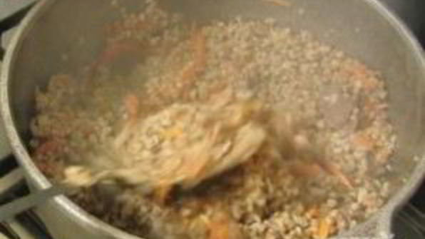 гречка с мясом в казане