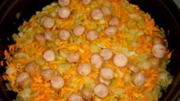 гречка с сосисками