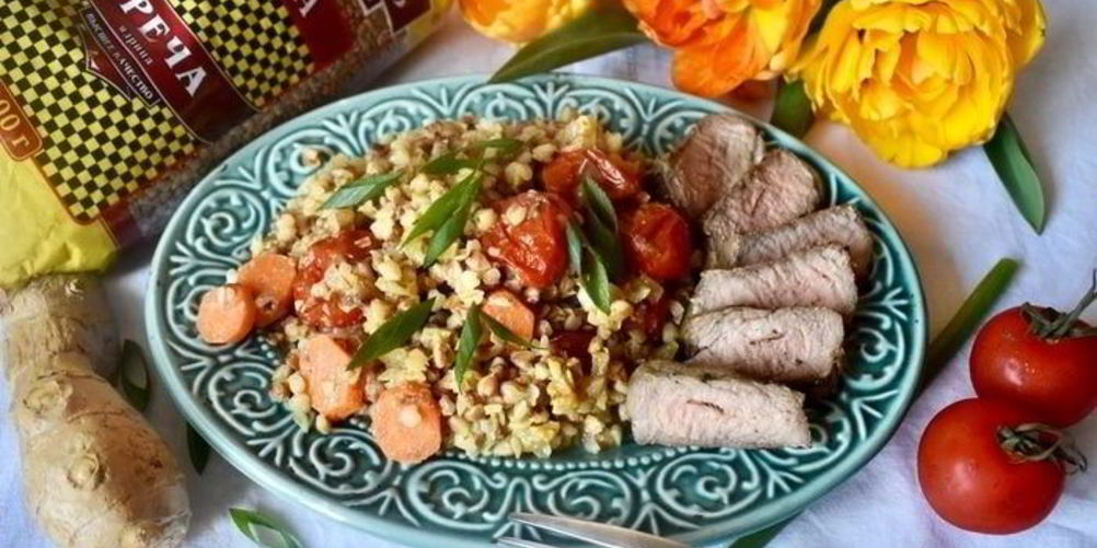 Рецепт гречки в сливочно-имбирном соусе с мясом на гриле