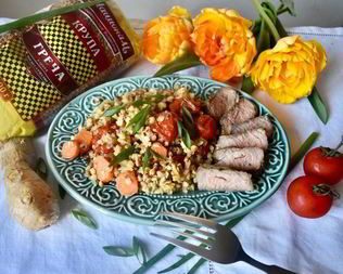 Гречка в сливочно-имбирном соусе с мясом на гриле