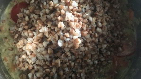 гречка в сливочно-имбирном соусе с мясом на гриле