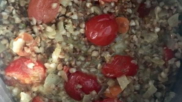 гречка в сливочно-имбирном соусе с мясом на гриле