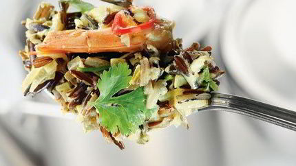 Каша карри из дикого риса с креветками