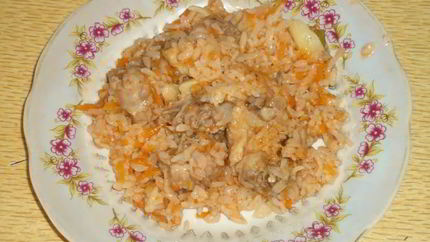 Каша рисовая с курицей на воде