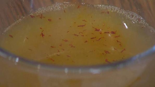 полента с мидиями и беконом