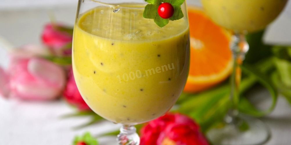 Рецепт апельсинового коктейля с киви и сливками