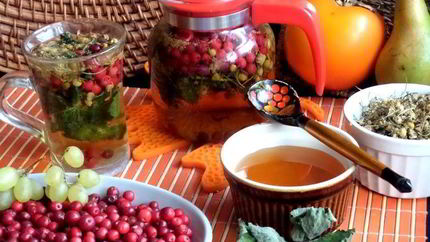 Бруснично-ромашковый чай с мятой