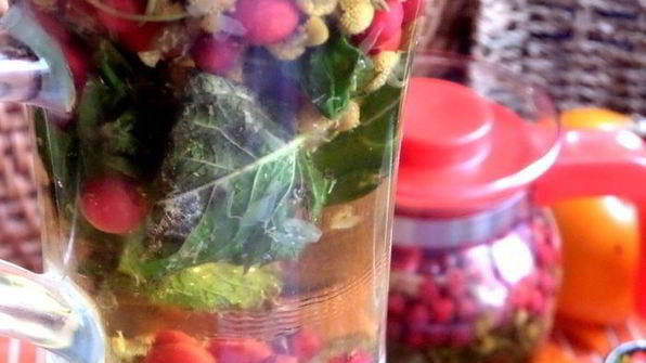 бруснично-ромашковый чай с мятой