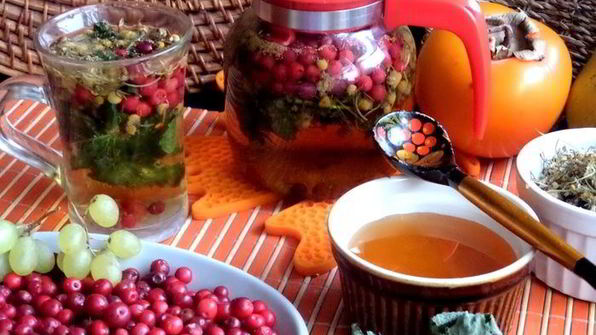 бруснично-ромашковый чай с мятой