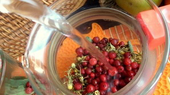 бруснично-ромашковый чай с мятой