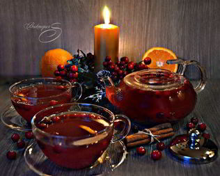 Клюквенный чай с апельсином