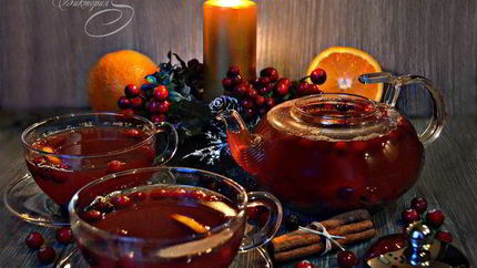 Клюквенный чай с апельсином